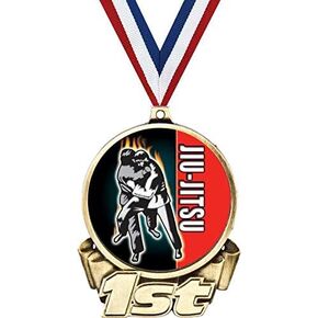 Jiu Jitsu First Place Medal, 3" Gold Jiu Jitsu Trophy Medal Award Prime