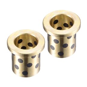 2pcs Flange Sleeve Bearing - [12mm Bore Dia x 18mm OD x 12mm Length x 25mm Flange Dia x 3mm Flange Thickness] Brass Bushings for Machine Tools, Wrapped Oilless