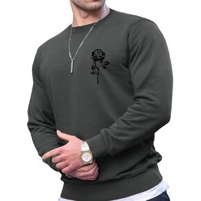 GORGLITTER Men's Graphic Crewneck Sweatshirts Rose Slogan Long Sleeve Pullover Sweatshirt