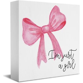 iRudyard Pink Dorm Room Decor for Teen Girls,Pink Desk Accessories,Clean Girl Room Decor,Pink Bathroom Wooden Box Sign for Shelf Decor