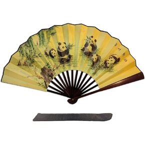 Folding Hand Fan Chinese Gifts Bamboo Sheltering Birds Large Premium Quality Handheld Japanese Fans