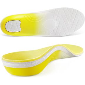 VALSOLE Flat Feet High Arch Support Insole for Men Women,220+ lbs Heavy Duty Support Pain Relief Orthotics Insert,Plantar Fasciitis Insoles,Foot Pain,Standing All Day Boot Work Shoe Insole(Yellow)