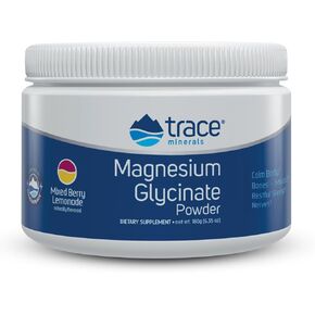 Trace Minerals | Magnesium Glycinate Powder | 120 mg Daily Magnesium Supplement | Naturally Flavored Grape Drink Mix | 30 Day Supply