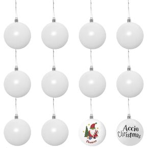 Rocinha 3.15" White Shatterproof Christmas Ornaments to Paint,12Pcs Matte Christmas Tree Ball Ornaments with Silver Hanging Lanyard-DIY Blank Ornaments for Crafting Holiday Party Decoration