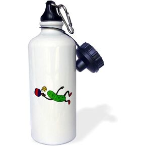 3dRose Funny Leaping Pickle Playing Pickleball Sports Water Bottle, 21 oz, Multicolor