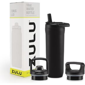 ZULU 40oz Stainless Steel Water Bottle with 3 Lids- Straw, Chug, Twist | Double Walled and Vacuum Insulated Metal Thermos | For Gym, Outdoor | Built in Carry Loop, Dishwasher Safe, Sage
