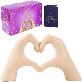 Heart Hands Sculpture,Knick Knacks Home Decor for Shelves,Preppy Room Decor,Bookshelf Decor,Home with Modern and Elegance,Valentines Day Wedding Gift(Gold)