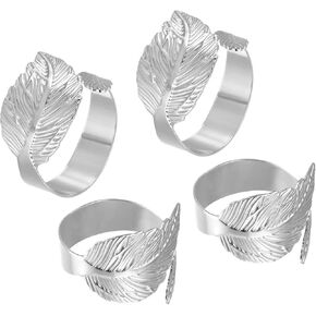 uxcell Metal Napkin Rings Set of 4, Fall Leaf Open Napkin Ring Holder Buckle for Dining Table Decorations Wedding Birthday Holiday Party, Gold Tone