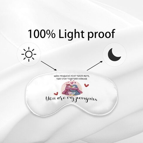 Kdqua You are My Penguin Love Eye Mask for Women Wife Girlfriend Boyfriend, Cute Romantic Couple Penguins Silk Blackout Eye Mask for Sleeping, Wedding Gifts Adjustable Straps Lightweight Sleep Mask in Kuwait