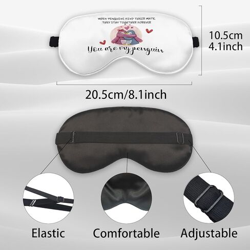 Kdqua You are My Penguin Love Eye Mask for Women Wife Girlfriend Boyfriend, Cute Romantic Couple Penguins Silk Blackout Eye Mask for Sleeping, Wedding Gifts Adjustable Straps Lightweight Sleep Mask in Kuwait