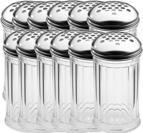 شاكر جبنة بارميزان بلاستيكية سعة 12 أونصة / شاكر فلفل أحمر مع غطاء من الفولاذ المقاوم للصدأ بفتحات كبيرة مقاس 1/4 بوصة، وأغطية موزع سكر/توابل بلاستيكية شفافة، GEEX DEPOT (2، 12 أونصة) in Kuwait