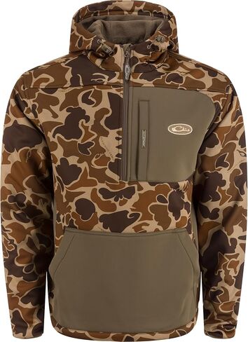 سترة Drake Waterfowl للرجال MST Endurance Hunting بغطاء للرأس مبطن بالصوف بسحاب ربع دافئ مع حقيبة كنغر وجيب صدر Magnattach، المدرسة القديمة، مقاس XX-Large in Saudi Arabia