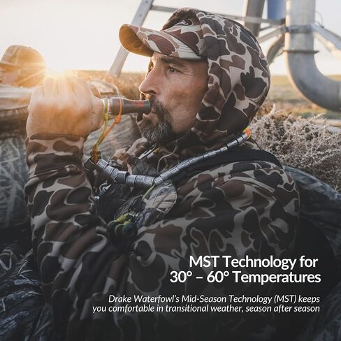 سترة Drake Waterfowl للرجال MST Endurance Hunting بغطاء للرأس مبطن بالصوف بسحاب ربع دافئ مع حقيبة كنغر وجيب صدر Magnattach، المدرسة القديمة، مقاس XX-Large in Saudi Arabia