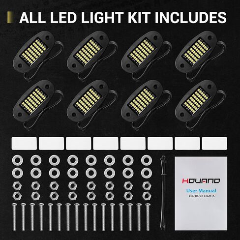 4 قرون أضواء صخرية بيضاء 6000K بيضاء نقية 36 LED رقائق SMD فائقة السطوع نيون تحت التوهج ضوء IP68 مقاوم للماء للشاحنات الصغيرة SUV UTV ATV RZR قوارب السيارات (أبيض) in Kuwait