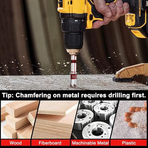 5Pcs Premium Countersink Drill Bit Set, 82 Degree 5 Flute HSS Hex Shank Countersink Drill Bit for Wood, Fiberboard, Plastic, Soft Metals, etc. Sizes 1/4", 3/8", 1/2", 5/8", 3/4", with Aluminum Case in Saudi Arabia