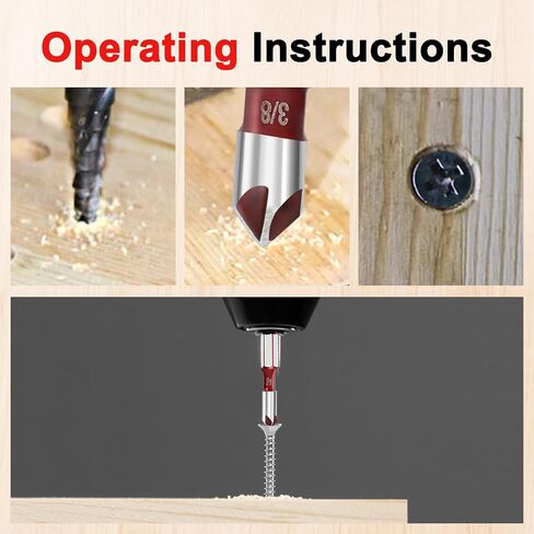 5Pcs Premium Countersink Drill Bit Set, 82 Degree 5 Flute HSS Hex Shank Countersink Drill Bit for Wood, Fiberboard, Plastic, Soft Metals, etc. Sizes 1/4", 3/8", 1/2", 5/8", 3/4", with Aluminum Case in Saudi Arabia