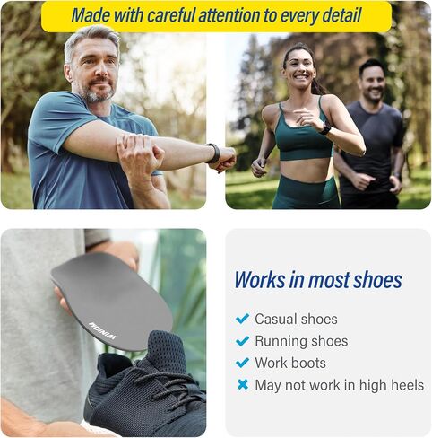 Orthotic Insoles for Plantar Fasciitis - Arch Support, Shock Absorption, Shoe Inserts for Men & Women - Relieve Heel & Foot Pain, Ideal for Flat Feet (Black, M 10-10.5 / W 12-12.5) in Saudi Arabia