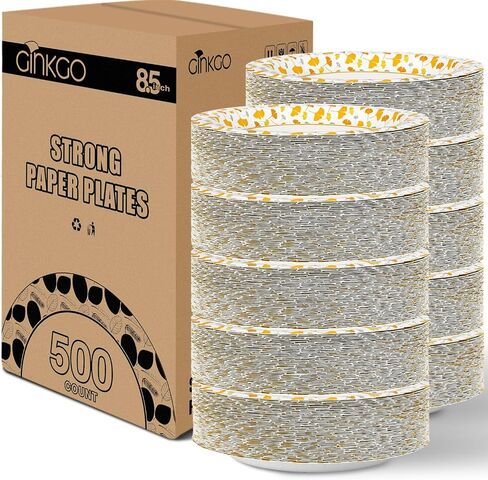 Ginkgo Paper Plates 10 Inch Bulk 100 Count, Heavy Duty Disposable Printed Plates in Saudi Arabia