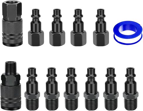 Air Hose Fittings,6 Pieces 1/4" NPT Air Coupler and Plug Kit,I/M Air Hose Quick Connect Fittings,Industrial Solid Brass Quick Connector Set,Air Tool Fittings & Air Compressor Accessories Set in Saudi Arabia