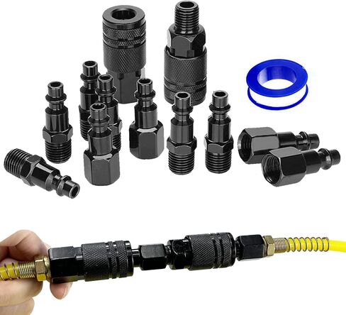 Air Hose Fittings,6 Pieces 1/4" NPT Air Coupler and Plug Kit,I/M Air Hose Quick Connect Fittings,Industrial Solid Brass Quick Connector Set,Air Tool Fittings & Air Compressor Accessories Set in Saudi Arabia