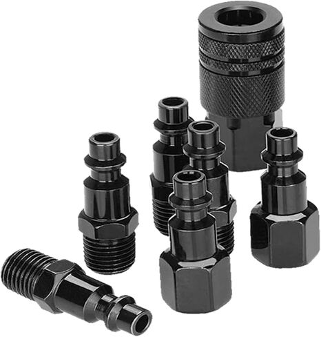 Air Hose Fittings,6 Pieces 1/4" NPT Air Coupler and Plug Kit,I/M Air Hose Quick Connect Fittings,Industrial Solid Brass Quick Connector Set,Air Tool Fittings & Air Compressor Accessories Set in Saudi Arabia