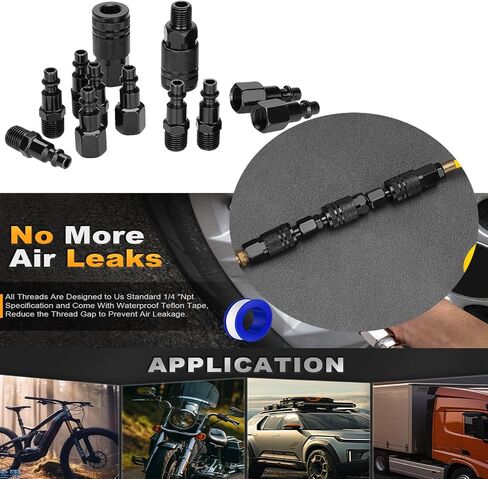 Air Hose Fittings,6 Pieces 1/4" NPT Air Coupler and Plug Kit,I/M Air Hose Quick Connect Fittings,Industrial Solid Brass Quick Connector Set,Air Tool Fittings & Air Compressor Accessories Set in Saudi Arabia