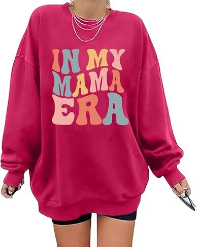 Mama Sweatshirt for Women In My Mama Era Shirts Oversized Mom Long Sleeve Casual Pullovers Blouse Top in Saudi Arabia