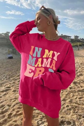 Mama Sweatshirt for Women In My Mama Era Shirts Oversized Mom Long Sleeve Casual Pullovers Blouse Top in Saudi Arabia