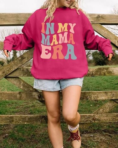 Mama Sweatshirt for Women In My Mama Era Shirts Oversized Mom Long Sleeve Casual Pullovers Blouse Top in Saudi Arabia