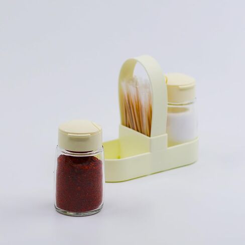Glass Salt and Pepper Shakers Set Clear Salt Containers for Gifts Set Of 2 (White with Holder) in Saudi Arabia