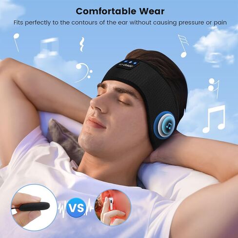 LC-dolida Sleep Headphones Bluetooth Headband Music Band Wireless Cozy Headband Headphones with Thin HD Stereo Speakers Perfect for Side Sleepers, Sport, Yoga, Travel (Classic Black) in Saudi Arabia