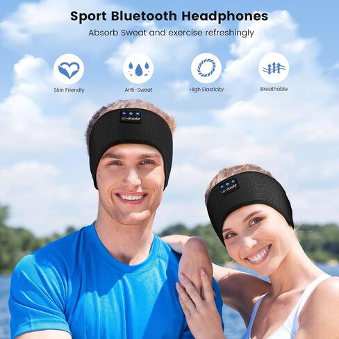 LC-dolida Sleep Headphones Bluetooth Headband Music Band Wireless Cozy Headband Headphones with Thin HD Stereo Speakers Perfect for Side Sleepers, Sport, Yoga, Travel (Classic Black) in Saudi Arabia