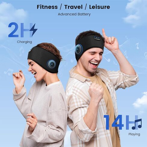 LC-dolida Sleep Headphones Bluetooth Headband Music Band Wireless Cozy Headband Headphones with Thin HD Stereo Speakers Perfect for Side Sleepers, Sport, Yoga, Travel (Classic Black) in Saudi Arabia