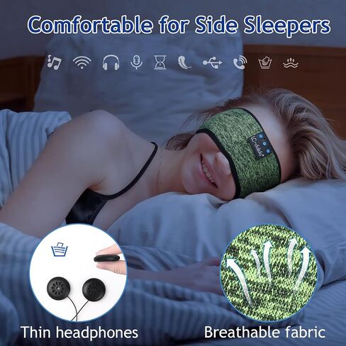 LC-dolida Sleep Headphones Bluetooth Headband Music Band Wireless Cozy Headband Headphones with Thin HD Stereo Speakers Perfect for Side Sleepers, Sport, Yoga, Travel (Classic Black) in Saudi Arabia
