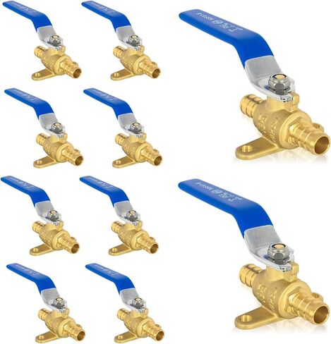 صمام كروي PEX مع أذن متدلية، صمام إغلاق كامل المنفذ 1/2 بوصة PEX (10 عبوات، مقبض أزرق) in Saudi Arabia