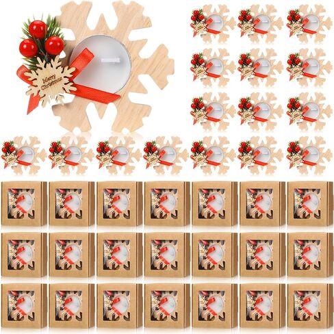 50 Pcs Christmas Wood Candle Holders Bulk Snowflake Tealight Candle Table Centerpiece Church Candle Holders Christmas Candle Favors Souvenirs for Guest Christmas Home Weeding Decor (Light) in Saudi Arabia