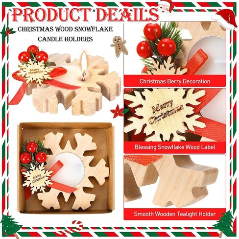 50 Pcs Christmas Wood Candle Holders Bulk Snowflake Tealight Candle Table Centerpiece Church Candle Holders Christmas Candle Favors Souvenirs for Guest Christmas Home Weeding Decor (Light) in Saudi Arabia