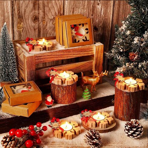 50 Pcs Christmas Wood Candle Holders Bulk Snowflake Tealight Candle Table Centerpiece Church Candle Holders Christmas Candle Favors Souvenirs for Guest Christmas Home Weeding Decor (Light) in Saudi Arabia