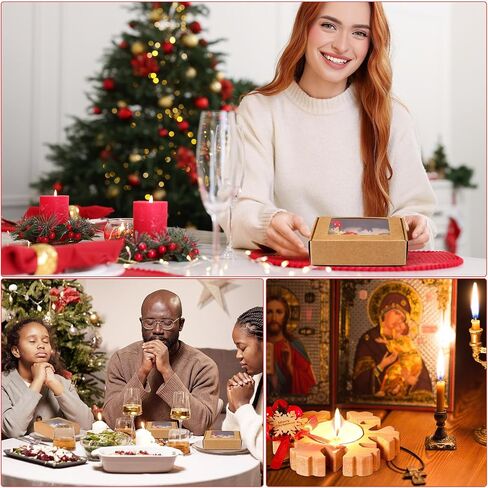 50 Pcs Christmas Wood Candle Holders Bulk Snowflake Tealight Candle Table Centerpiece Church Candle Holders Christmas Candle Favors Souvenirs for Guest Christmas Home Weeding Decor (Light) in Saudi Arabia
