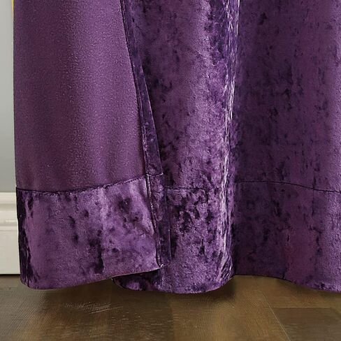 Fredsure Distressed Velvet Window Curtains Pair, Purple 50"x84" in Saudi Arabia