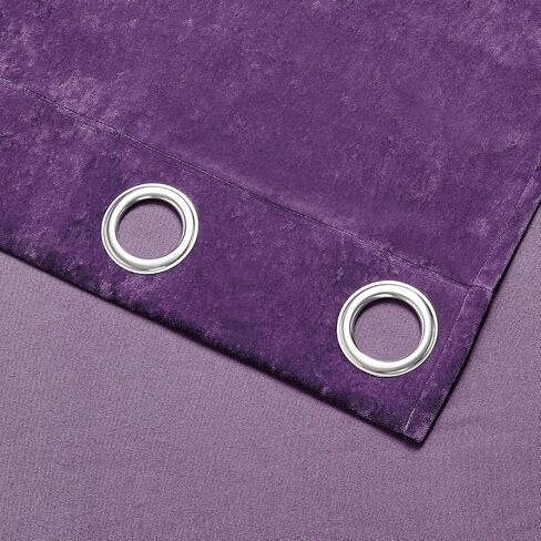 Fredsure Distressed Velvet Window Curtains Pair, Purple 50"x84" in Saudi Arabia