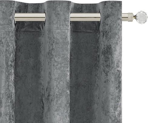 Fredsure Distressed Velvet Window Curtains Pair, Purple 50"x84" in Saudi Arabia