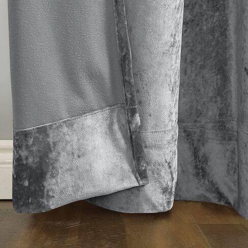 Fredsure Distressed Velvet Window Curtains Pair, Purple 50"x84" in Saudi Arabia