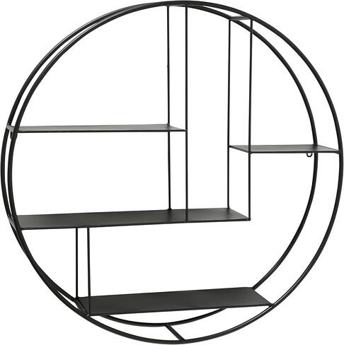 رف حائط معدني دائري صناعي من WHW Whole House Worlds، 4 مستويات، عائم، طراز سكاندي المعاصر، حديد أسود، قطر 29 بوصة in Kuwait