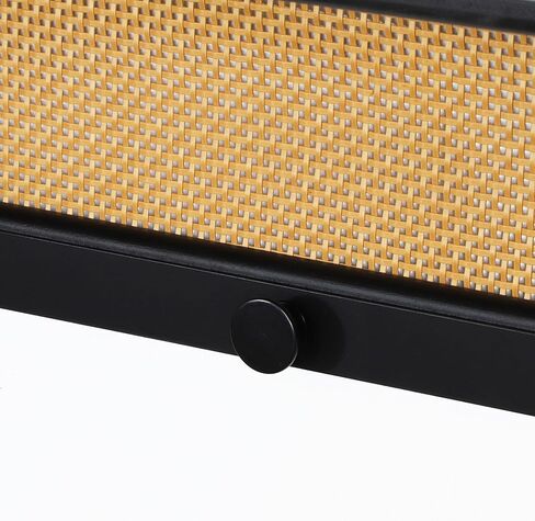 [PJ Collection] Rattan Wall Shelf with Hangers, Rattan Wall Shelf, Rattan Floating Wall Shelf, Wall Shelf with Hooks, Black Wall Shelf, Boho-Chic Wall Shelf, Handcrafted Rattan Wall Shelf in Saudi Arabia