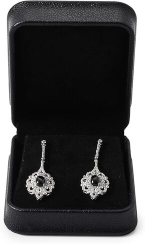 صندوق هدايا أقراط من جلد البولي يوريثان الأسود العتيق صندوق هدايا من الألياف الدقيقة الداخلية صندوق أقراط صغير in Kuwait