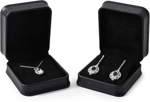 صندوق هدايا أقراط من جلد البولي يوريثان الأسود العتيق صندوق هدايا من الألياف الدقيقة الداخلية صندوق أقراط صغير in Kuwait