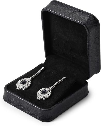 صندوق هدايا أقراط من جلد البولي يوريثان الأسود العتيق صندوق هدايا من الألياف الدقيقة الداخلية صندوق أقراط صغير in Kuwait