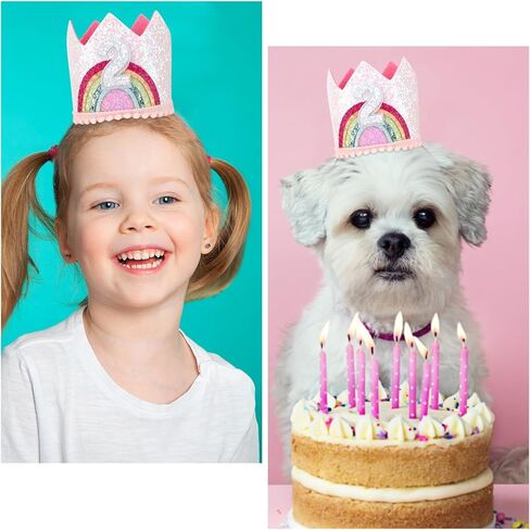 6 Year Old Girl Birthday Hat 6th Birthday Decorations for Girls Six Year Old Rainbow Birthday Headband Princess Tiara Birthday Crown Happy Birthday Accessories for Party Gifts in Kuwait