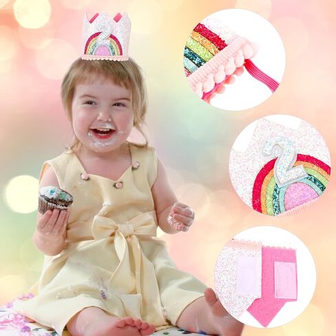 6 Year Old Girl Birthday Hat 6th Birthday Decorations for Girls Six Year Old Rainbow Birthday Headband Princess Tiara Birthday Crown Happy Birthday Accessories for Party Gifts in Kuwait
